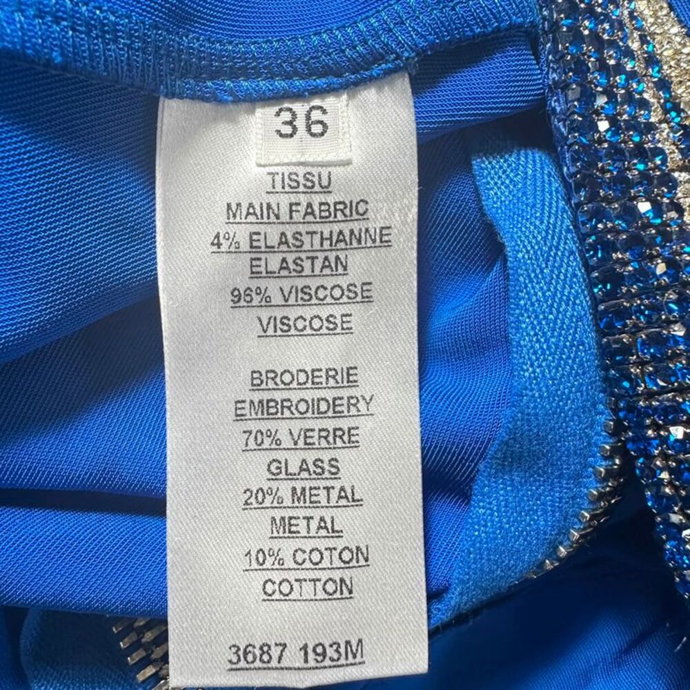 Balmain Crystal-Embellished wrap-Effect Maxi Dress in Blue Viscose - Picture 6 of 9